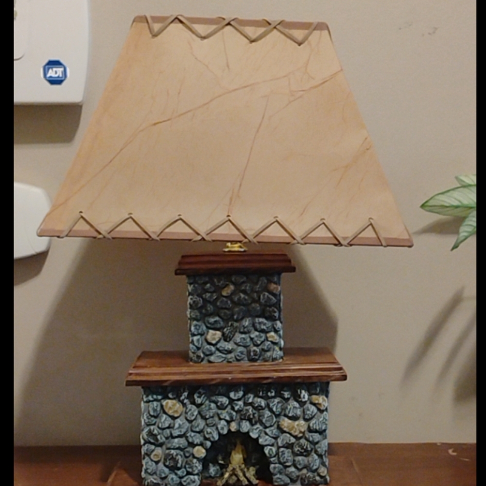 Vintage Rustic Stone and Fireplace Lamp